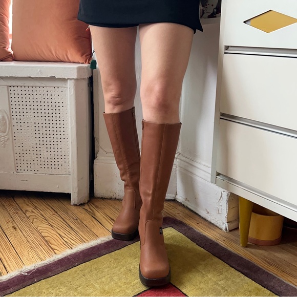 ROC Idaho Tan leather platform square toe knee high boots 37 - Picture 9 of 10